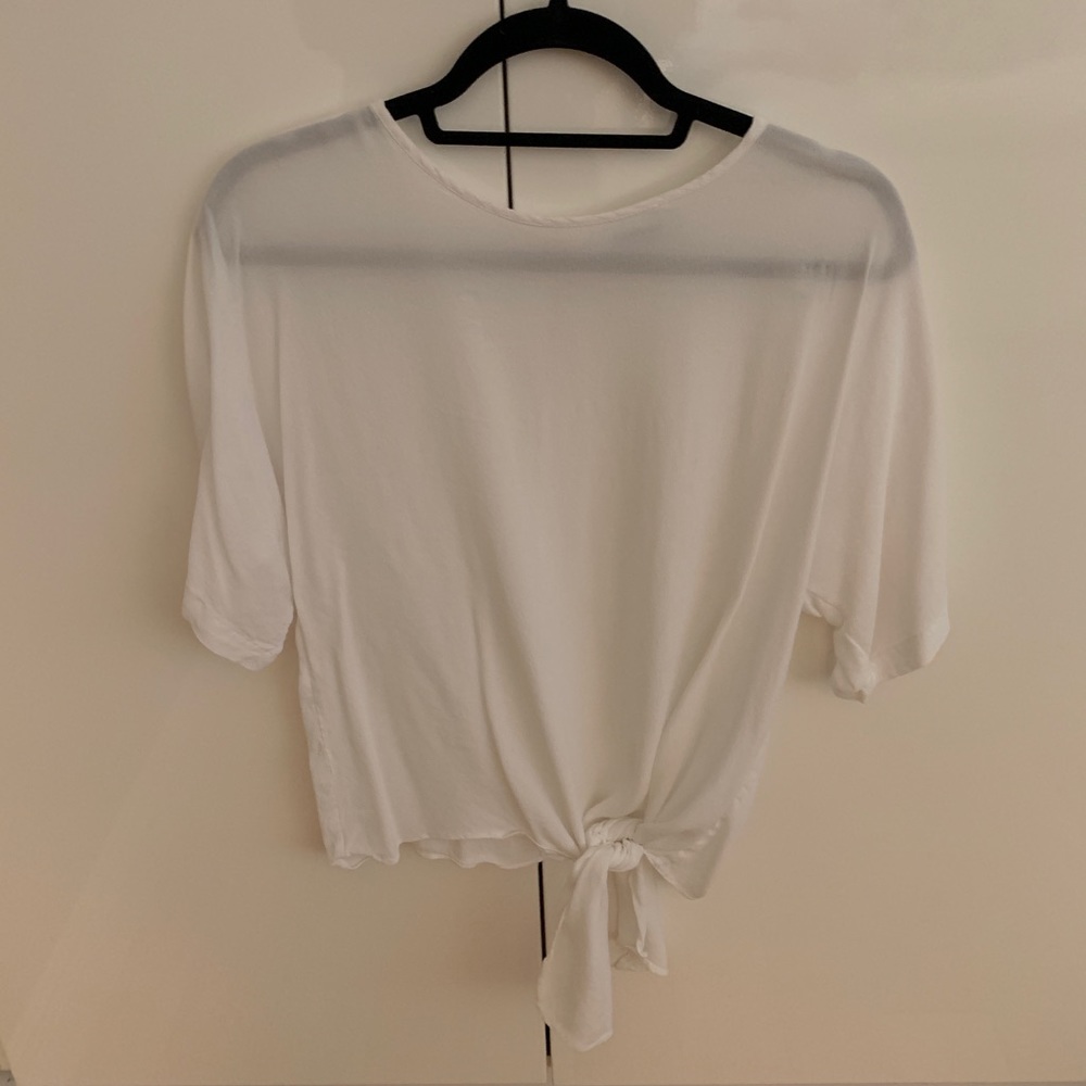 Cute white tie front top